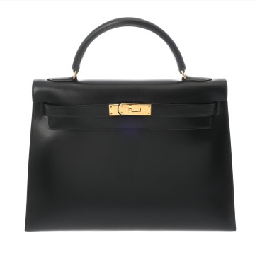 エルメス ケリー 32 外縫い 2WAY ブラック ボックスカーフ レディース バッグ 【中古】【bag】