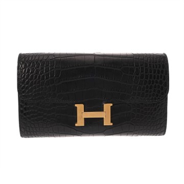 エルメス コンスタンスロング トゥーゴー ブラック ヴォーエプソン ユニセックス 財布 【中古】【purse】