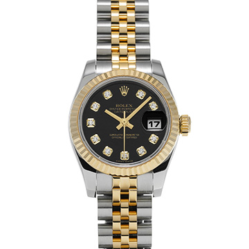ロレックス デイトジャスト 179173G ブラック/ダイヤモンド レディース 時計 【中古】【wristwatch】