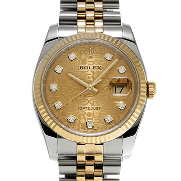 ロレックス デイトジャスト 116233G シャンパンコンピュータ/ダイヤモンド メンズ 時計 【中古】【wristwatch】
