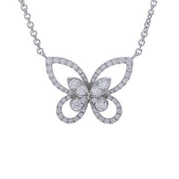 グラフ バタフライシルエット ネックレス シルバー RGP393 K18ホワイトゴールド WG レディース ジュエリー 【中古】【jewelry】