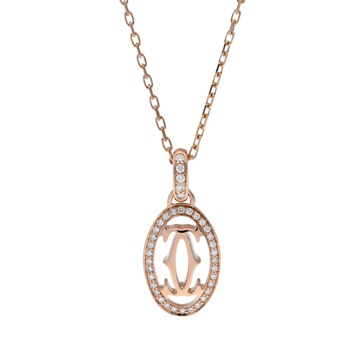 カルティエ ロゴドゥーブル ネックレス パヴェ ゴールド K18ピンクゴールド PG レディース ジュエリー 【中古】【jewelry】