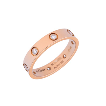 カルティエ ミニラブリング #54 8Pダイヤ ゴールド K18ピンクゴールド PG レディース ジュエリー 【中古】【jewelry】