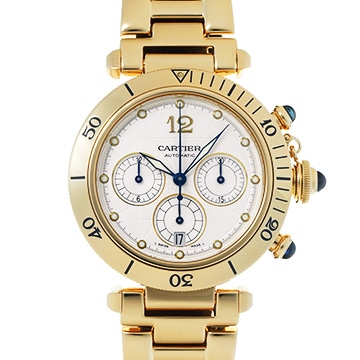 カルティエ パシャ ドゥ カルティエ クロノグラフ 38mm W30140D1 シルバー メンズ 時計 【中古】【wristwatch】