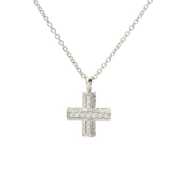ブルガリ グリーククロス ネックレス シルバー K18ホワイトゴールド WG レディース ジュエリー 【中古】【jewelry】
