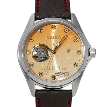 セイコー プレサージュ ヴァイオレットエヴァーガーデン 4R38-02P0 ゴールド メンズ 時計 【中古】【wristwatch】