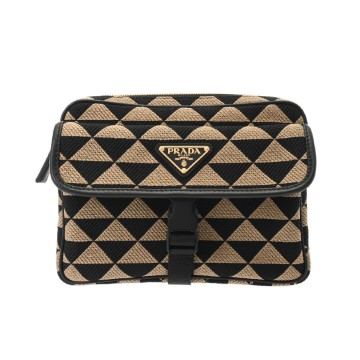 プラダ ブラック/コルダ 2VH133 エンブロイダリーファブリック レディース バッグ 【中古】【bag】