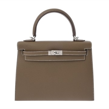 エルメス ケリー25 外縫い エトゥープ ヴォーエプソン レディース バッグ 【新品】【bag】
