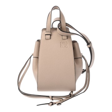 ロエベ ハンモック ドローストリングバッグ ミニ ベージュ グレインカーフ レディース バッグ 【中古】【bag】