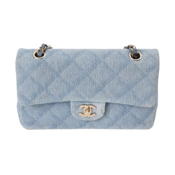 シャネル マトラッセ クラシック スモール ハンドバッグ 23cm ライトブルー A01113 デニム レディース バッグ 【中古】【bag】