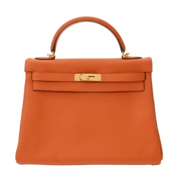 エルメス ケリー 32 外縫い オレンジ トゴ レディース バッグ 【中古】【bag】