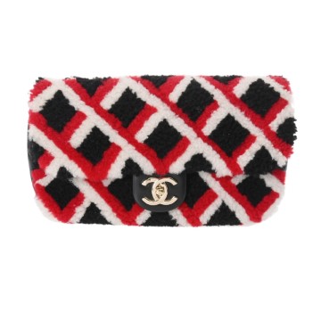 シャネル マトラッセ チェーンショルダー レッド/ブラック/ホワイト シアリング レディース バッグ 【中古】【bag】