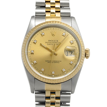ロレックス デイトジャスト 36 16233G シャンパン/ダイヤモンド メンズ 時計 【中古】【wristwatch】