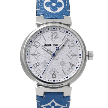 ルイ ヴィトン タンブール モノグラム QA114Z ホワイト レディース 時計 【中古】【wristwatch】