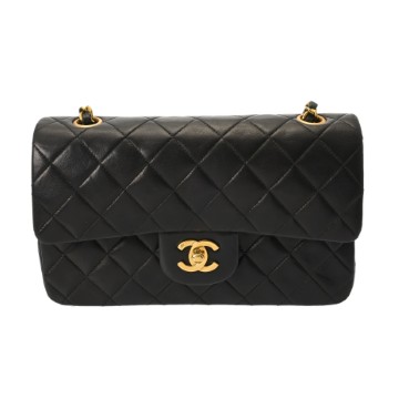 シャネル マトラッセ Wフラップチェーンショルダー 23 ブラック A01113 ラムスキン レディース バッグ 【中古】【bag】