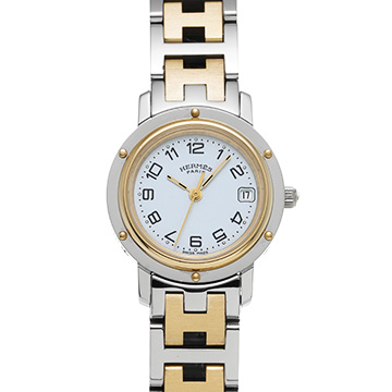 エルメス クリッパー CL4.220 ホワイト レディース 時計 【中古】【wristwatch】