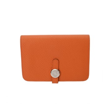 エルメス ドゴン コンパクト オレンジ トゴ ユニセックス 財布 【中古】【purse】