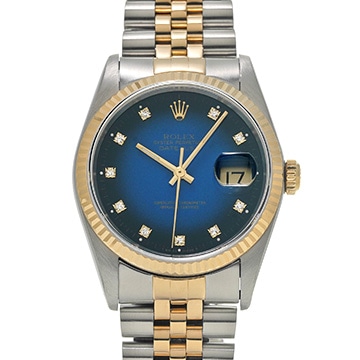 ロレックス デイトジャスト 16233G ブルー・グラデーション/ダイヤモンド メンズ 時計 【中古】【wristwatch】