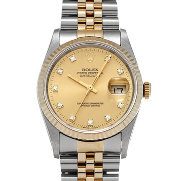 ロレックス デイトジャスト 36 16233G シャンパン/ダイヤモンド メンズ 時計 【中古】【wristwatch】