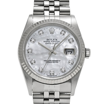 ロレックス デイトジャスト 16234NG ホワイトシェル/ダイヤモンド メンズ 時計 【中古】【wristwatch】