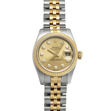 ロレックス デイトジャスト 26 179173G シャンパン/ダイヤモンド レディース 時計 【中古】【wristwatch】
