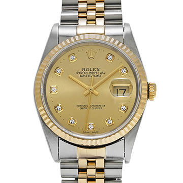 ロレックス デイトジャスト 16233G シャンパン/ダイヤモンド メンズ 時計 【中古】【wristwatch】