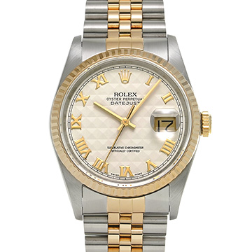 ロレックス デイトジャスト 16233 アイボリーピラミッド メンズ 時計 【中古】【wristwatch】