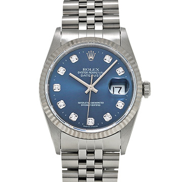 ロレックス デイトジャスト 36 16234G ブルー/ダイヤモンド メンズ 時計 【中古】【wristwatch】