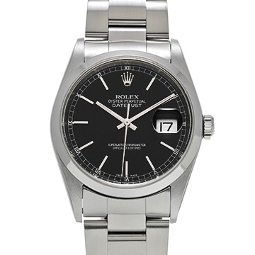 ロレックス デイトジャスト 16200 ブラック メンズ 時計 【中古】【wristwatch】