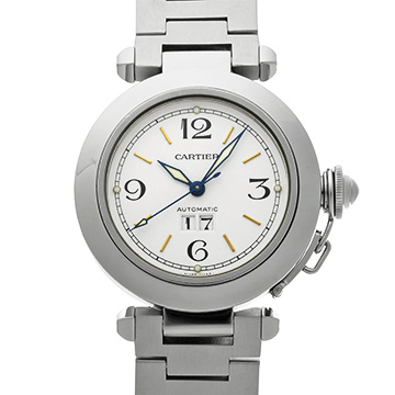 カルティエ パシャC ビッグデイト W31044M7 ホワイト ユニセックス 時計 【中古】【wristwatch】