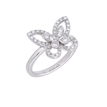グラフ バタフライシルエット ミニ リング #9 シルバー K18ホワイトゴールド WG レディース ジュエリー 【中古】【jewelry】