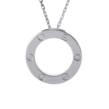 カルティエ ラブサークル ネックレス 3PD シルバー K18ホワイトゴールド WG レディース ジュエリー 【中古】【jewelry】
