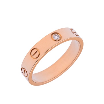 カルティエ ミニラブリング #51 1Pダイヤ ゴールド K18ピンクゴールド PG レディース ジュエリー 【中古】【jewelry】