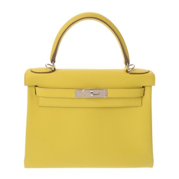 エルメス ケリー 28 内縫い ライム エバーカラー レディース バッグ 【中古】【bag】
