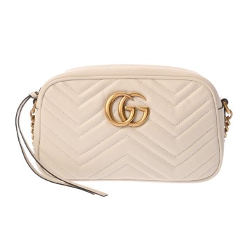 グッチ GGマーモント スモール カメラバッグ ホワイト 447632 キルティングレザー  レディース バッグ 【中古】【bag】