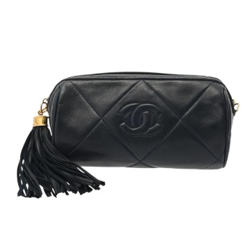 シャネル マトラッセ チェーンショルダー ネイビー ラムスキン レディース バッグ 【中古】【bag】