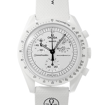 スウォッチ OMEGA×スウォッチ ミッション トゥー ザ ムーンフェイズ SO33W700 ホワイト メンズ 時計 【中古】【wristwatch】