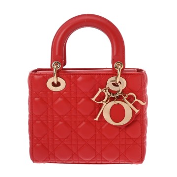 ディオール カナージュ Lady Dior My ABCDior バッグ スモール レッド M0532OCAL ラムスキン レディース バッグ 【中古】【bag】