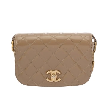 シャネル ミニメッセンジャーバッグ 2022年AW ベージュ AS3396 シャイニーカーフスキン レディース バッグ 【中古】【bag】