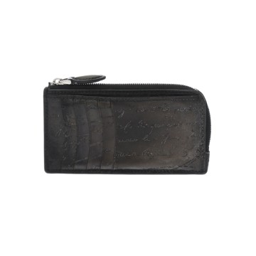 ベルルッティ カリグラフィ フラグメントケース グレー スクリットレザー メンズ 財布 【中古】【purse】