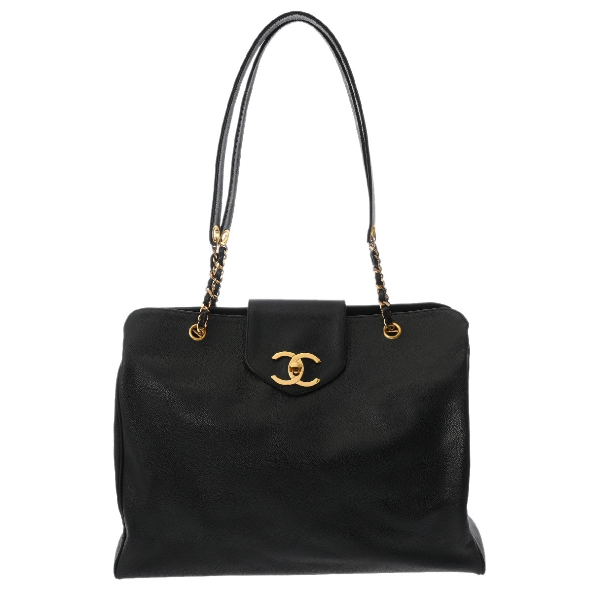 シャネル スーパーモデルバッグ チェーントート ブラック A01992 キャビアスキン レディース バッグ 【中古】【bag】