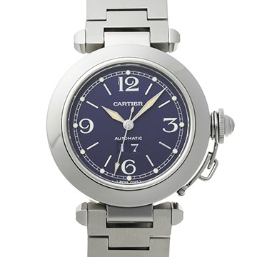 カルティエ パシャC ビッグデイト W31047M7 ブルー ユニセックス 時計 【中古】【wristwatch】