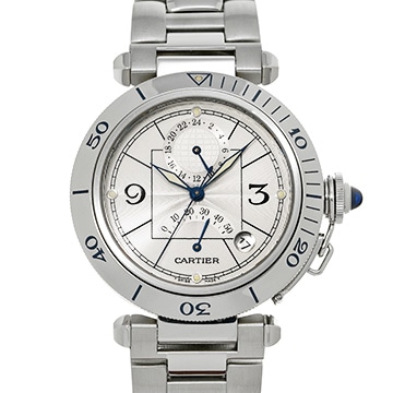 カルティエ パシャ GMT パワーリザーブ W31037H3 シルバー メンズ 時計 【中古】【wristwatch】