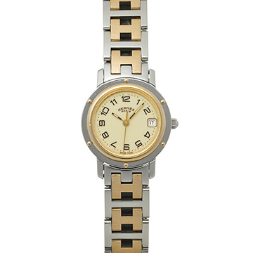 エルメス クリッパー CL4.220 アイボリー レディース 時計 【中古】【wristwatch】