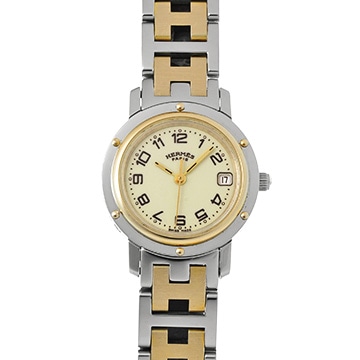 エルメス クリッパー CL4.220 アイボリー レディース 時計 【中古】【wristwatch】