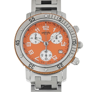 エルメス クリッパー ダイバー クロノグラフ CL2.916 オレンジ/シルバー メンズ 時計 【中古】【wristwatch】