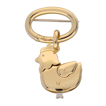 ポメラート ニワトリ ペンダントトップ　ブローチ イエロー K18イエローゴールド YG レディース ジュエリー 【中古】【jewelry】