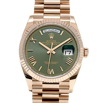 ロレックス デイデイト 36 128235 オリーブグリーン メンズ 時計 【中古】【wristwatch】