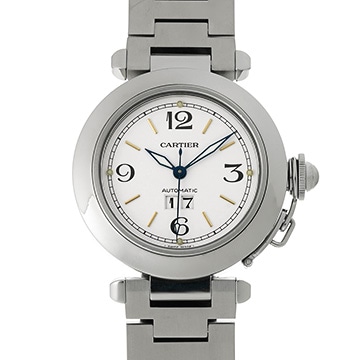 カルティエ パシャC ビッグデイト W31044M7 ホワイト ユニセックス 時計 【中古】【wristwatch】