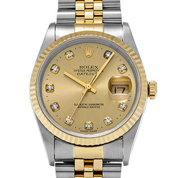 ロレックス デイトジャスト 36 16233G シャンパン/ダイヤモンド メンズ 時計 【中古】【wristwatch】